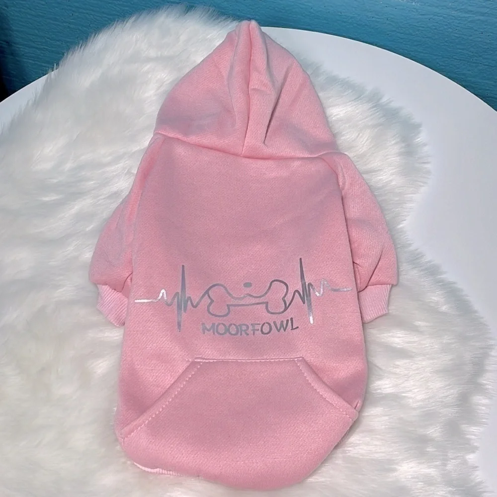 Pink Bone Heartbeat Pet Hoodie Small Dog Cat Pullover Sweatshirt with Pocket